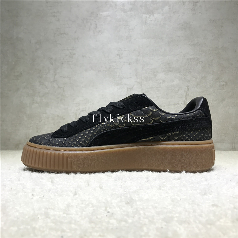 Puma Fenty Rihanna Suede Platform Black Fish Scales